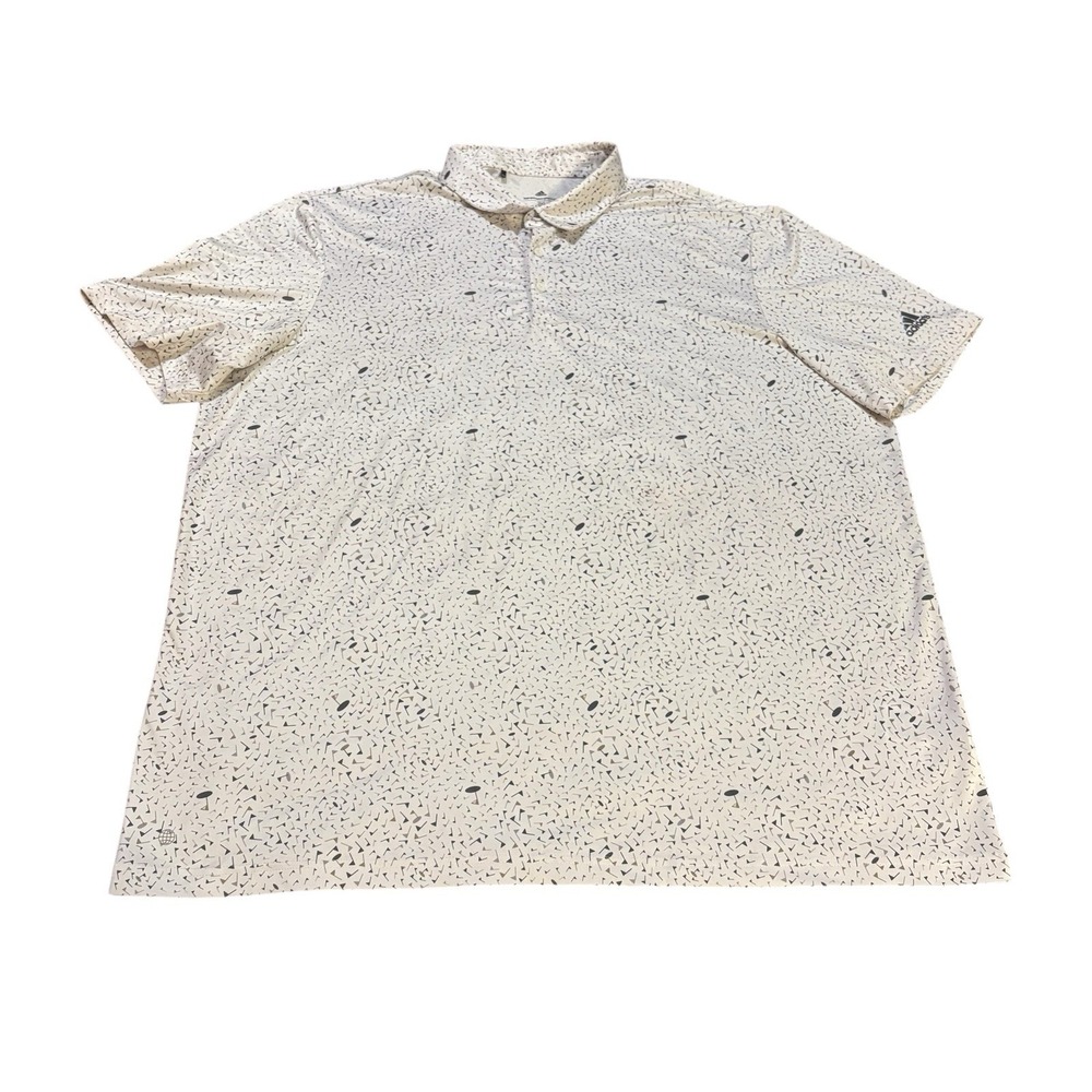 Adidas Golf Polo All Over Flag Print Mens‎ XXL White Performance AOP